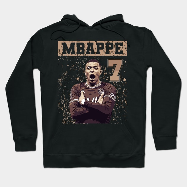 Mbappe 7 | Brown vintage Hoodie by Aloenalone